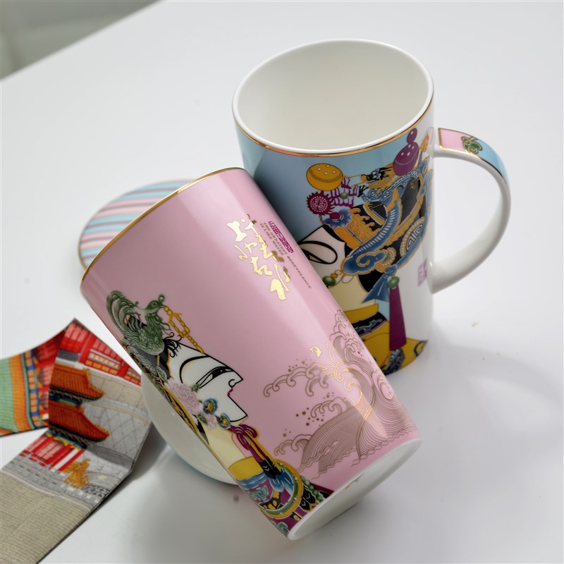 创意骨瓷杯文创陶瓷杯礼盒皮影骨质瓷杯子情侣礼品礼盒送亲友