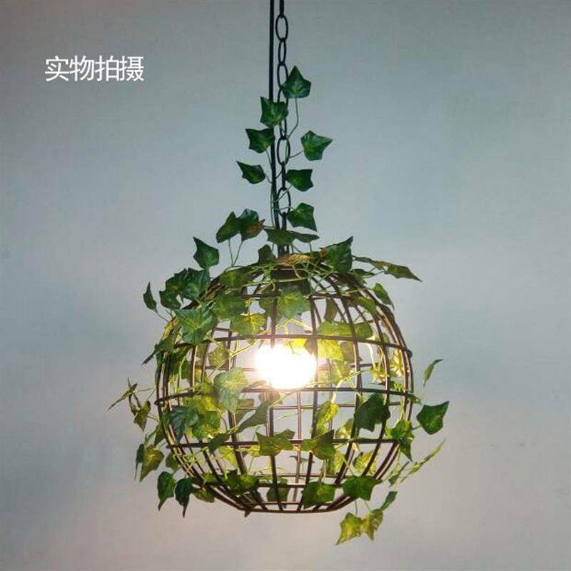 个性圆球形花草植物吊灯工业风loft酒吧餐厅咖啡厅网咖绿植装饰灯