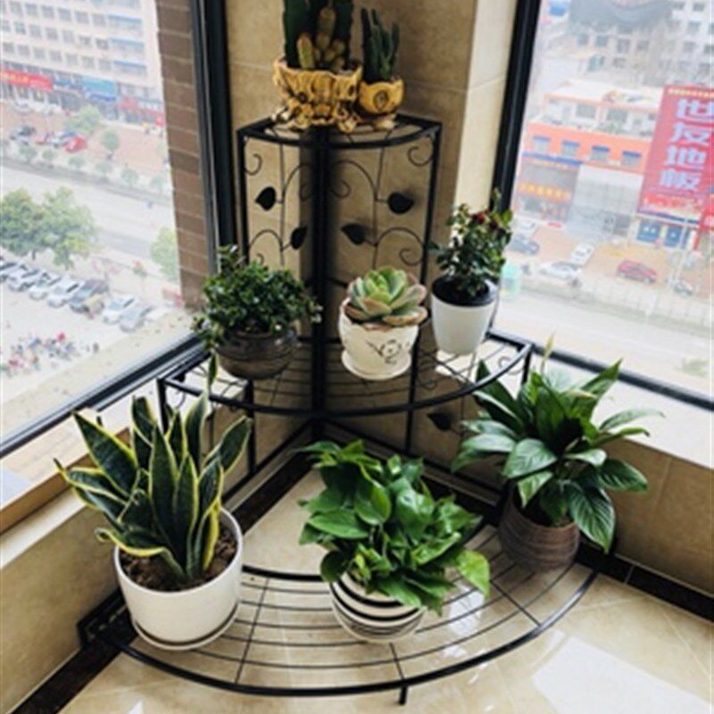 铁艺欧式组装阳台转角阶梯落地式墙角多层四层花盆架客厅三角花架