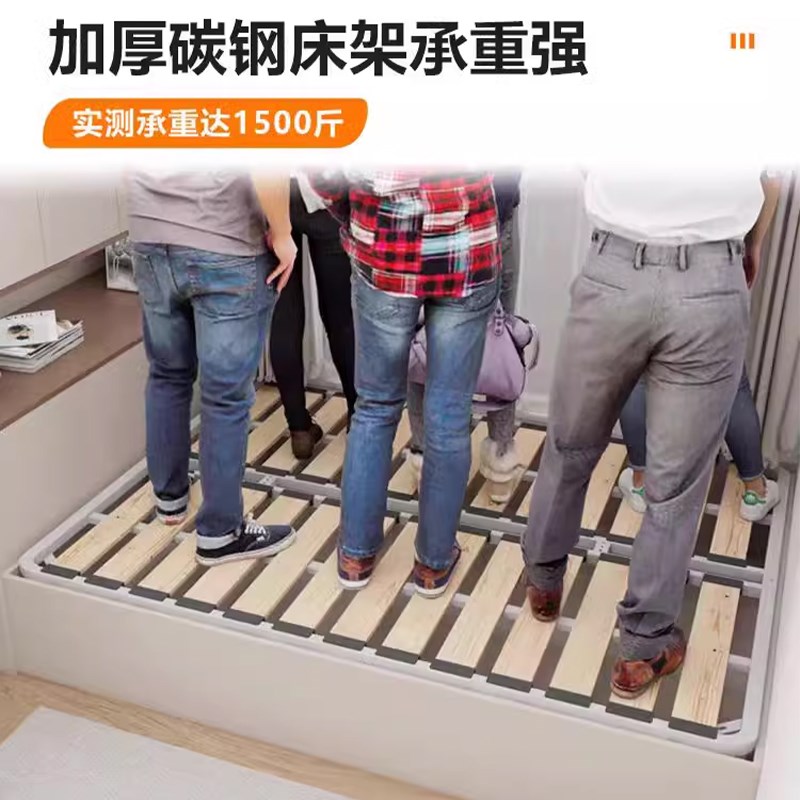 床架子排骨架床板实木静音加密折叠定制榻榻米无床头床龙骨架钢架图片