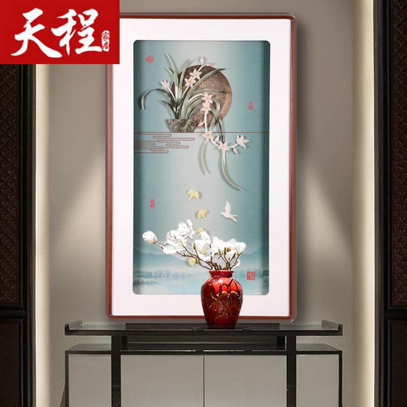 新中式客厅装饰画中国风餐厅玉石壁画走廊过道沙发背景墙玄关挂画