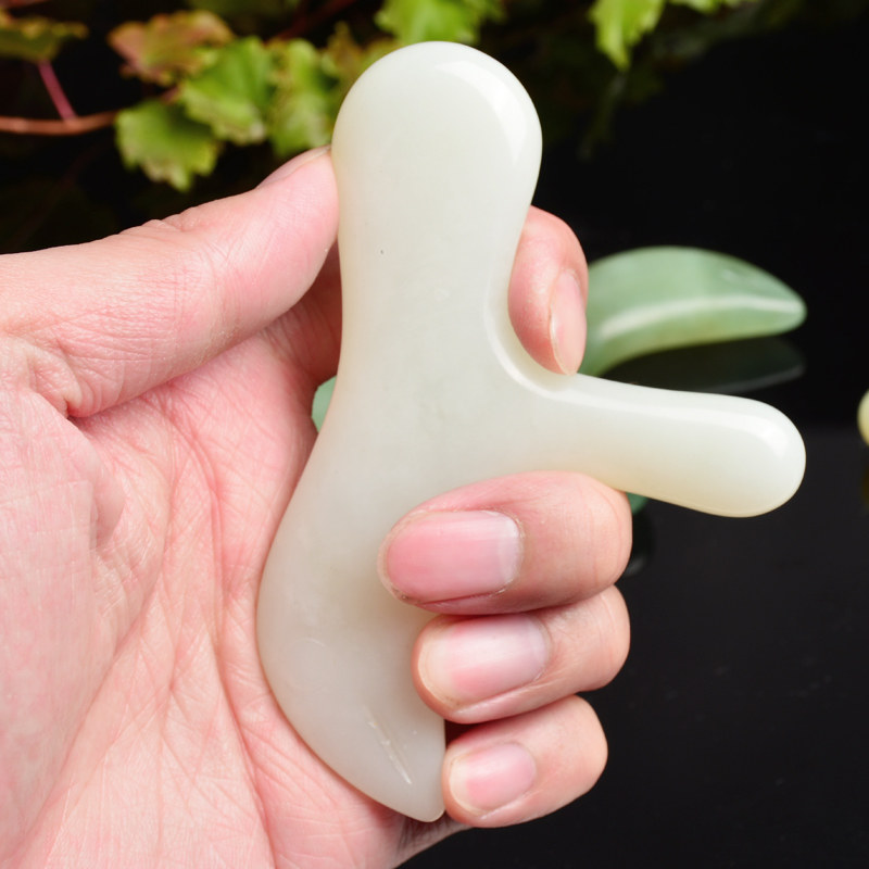 天然岫玉 玉石三角雀按摩器 玉足底按摩器锥穴位 足底按压经络棒