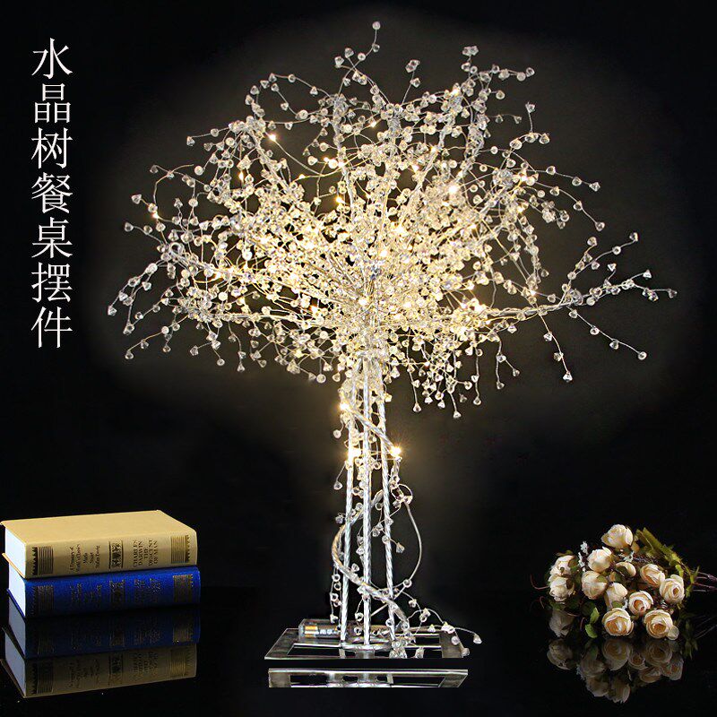 新款婚庆餐桌摆件发光水晶树创意灯节日礼品花束婚礼舞台装饰布置