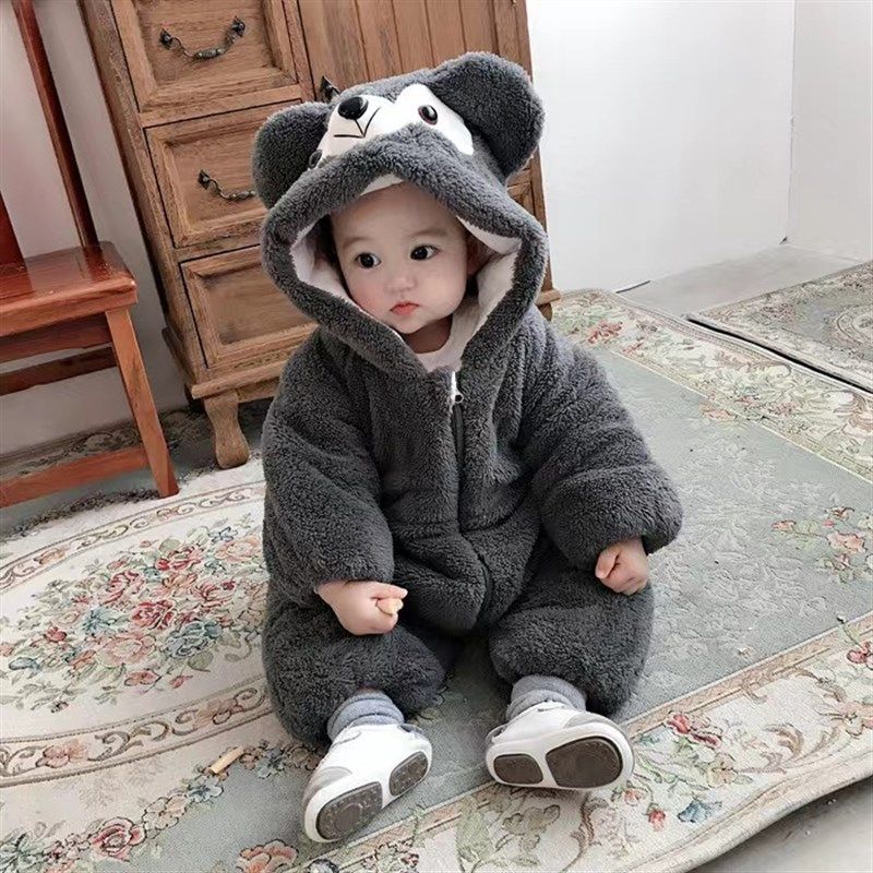 儿童加厚珊瑚绒连体衣宝宝防踢被婴儿睡袋家居服外出服法兰绒爬服