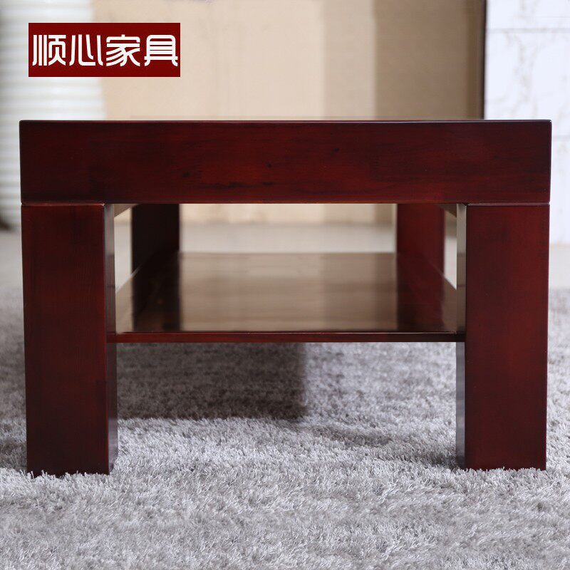 实木茶几水曲柳1.4米双层茶几木头茶桌茶台全实木家具客厅家具