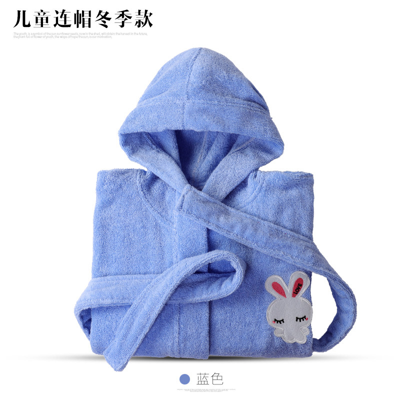 儿童长款浴袍纯棉毛巾料沐浴保暖吸水快干卡通男童女童浴衣夏薄款