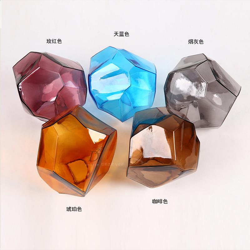 美式简约彩色冰块石头玻璃吊灯单头北欧创意餐厅吧台咖啡服装店面