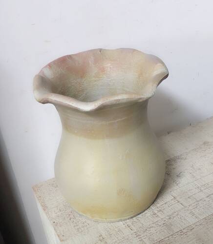 素雅手工陶瓷花盆土陶粗陶艺术花盆波浪边口花瓶手工陶瓷花盆摆件
