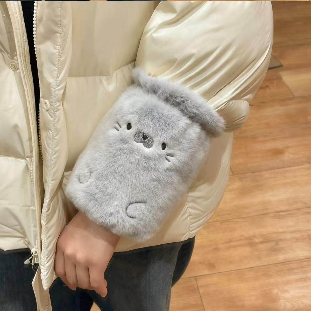 海豹袖套可爱刺绣袖套羽绒服办公室防脏女款护袖上班毛绒袖头套袖