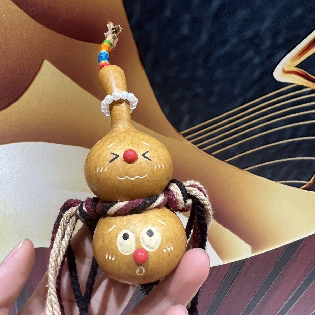 纯天然葫芦纯手工烙画雕刻精品文玩收藏家居手持可爱手把件小葫芦