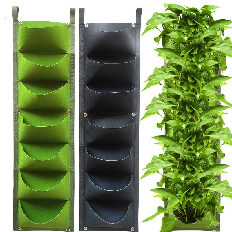 跨境7口毛毡种植袋 壁挂式垂直立体绿化植物种植袋加厚防水布尺寸