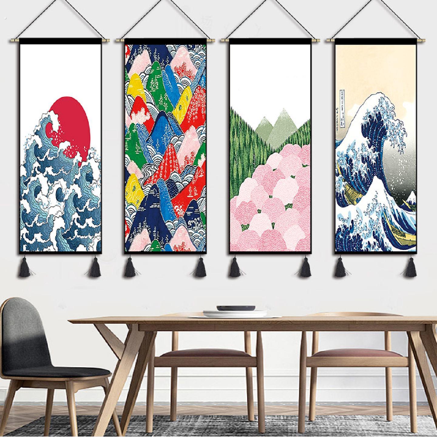 日式挂画挂毯背景布卧室客厅旅社民宿壁毯装饰画料理店寿司店挂布