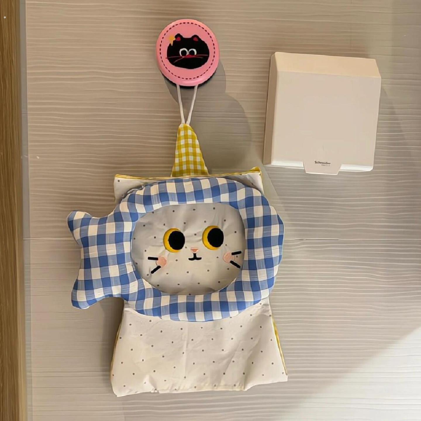 可爱小猫纸巾盒悬挂式化妆室卫生纸盒家用客厅高颜值布艺纸巾挂袋