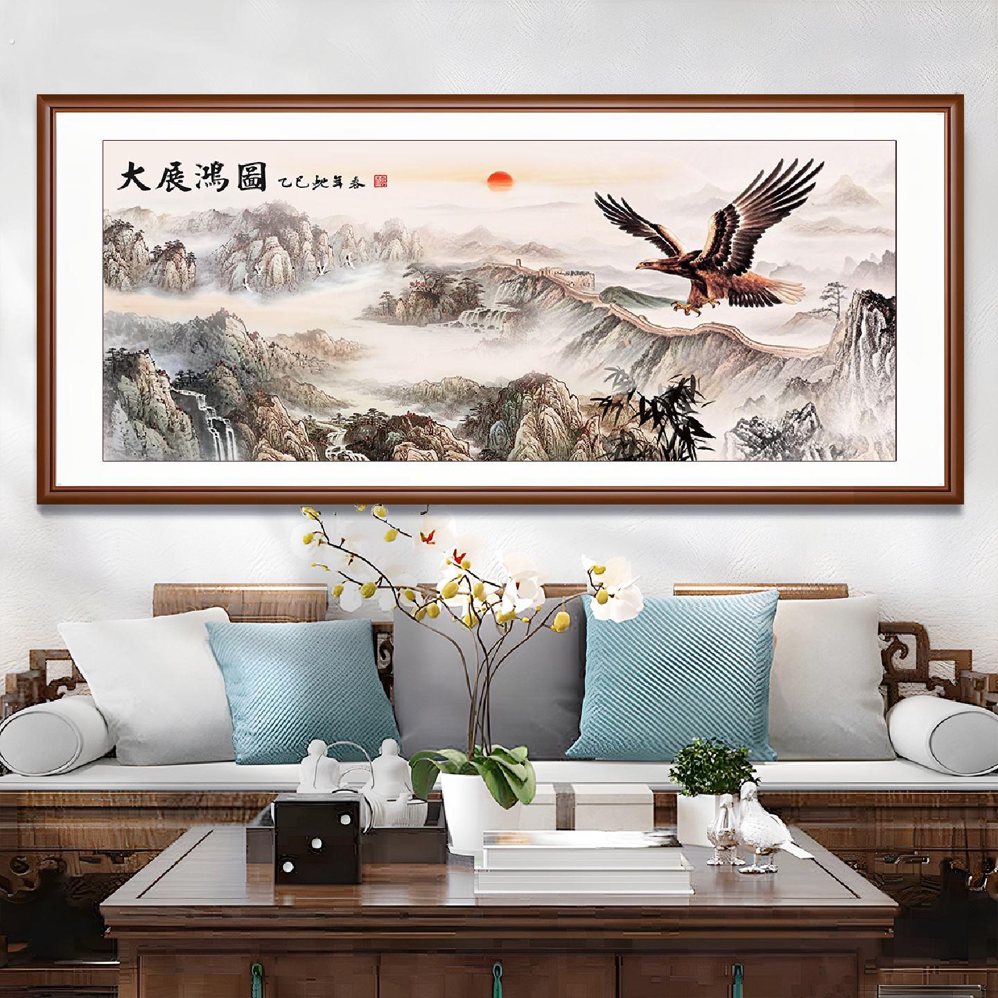 大展鸿图十字绣2026新款高级感客厅书房手工刺绣山水画大气寓意好