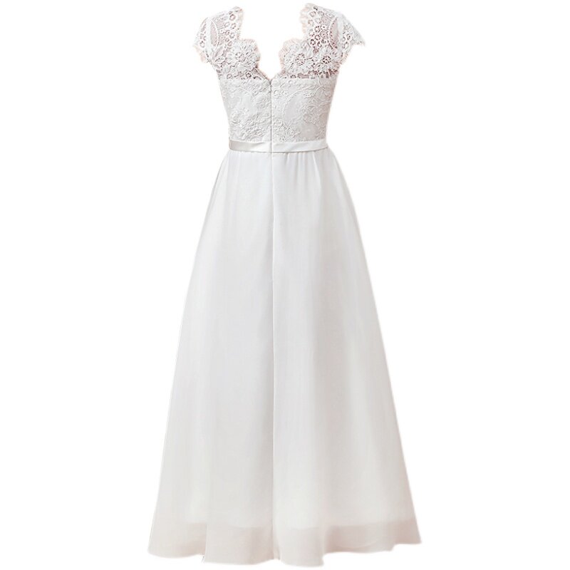 儿童礼服女白色花童婚礼裙小女孩周岁生日公主裙中大童钢琴演出服