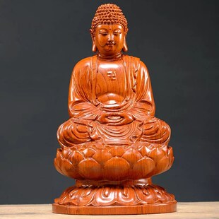 黑檀木雕大日摆件释迦摩尼牟尼佛像阿弥陀佛三宝佛