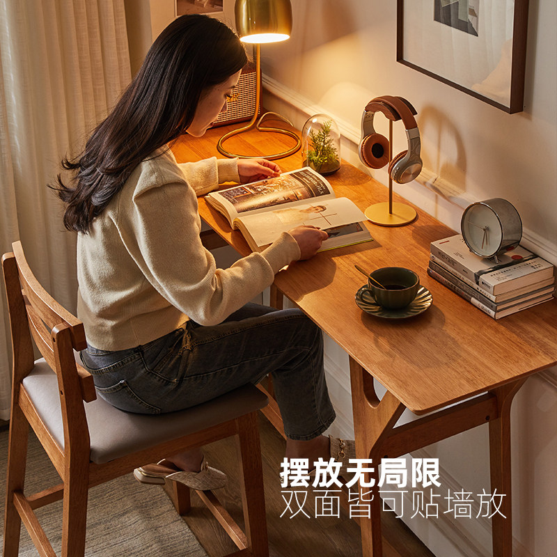 全实木吧桌吧椅组合家用樱桃木色餐桌高脚桌小户型玄关原木吧台桌