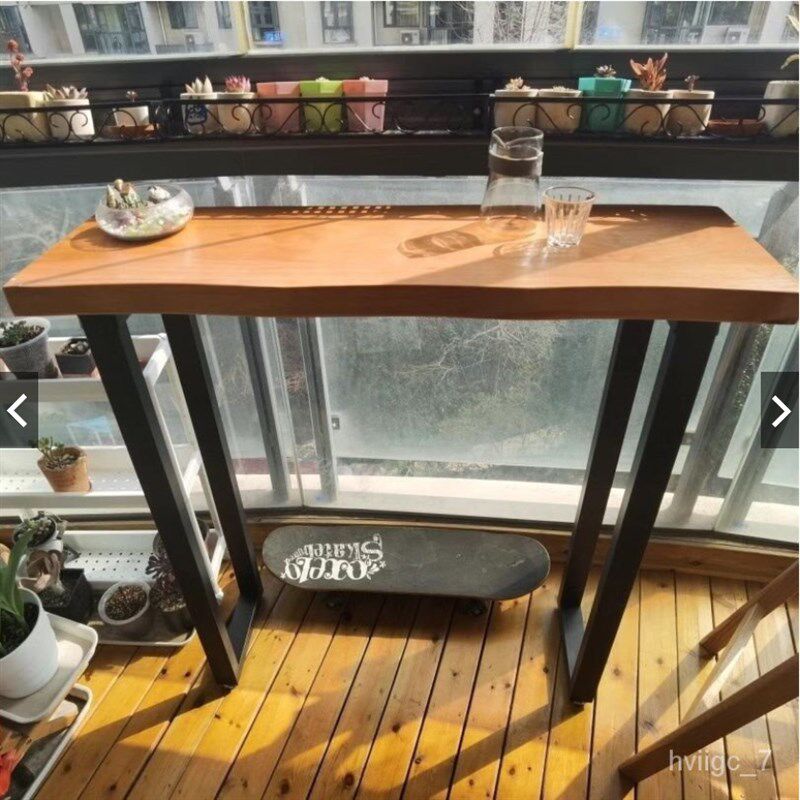 创意实木吧台桌椅组合家用阳台靠墙高脚桌酒吧台长桌椅简约靠窗桌