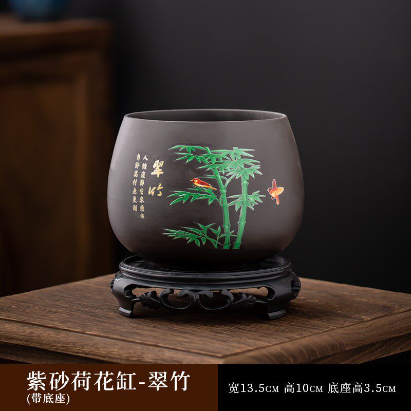 无孔水养睡莲碗莲盆缸大号紫砂荷花缸莲花专用陶瓷水培铜钱草花盆