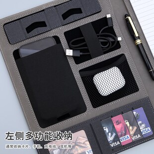 a4商务文件夹夹板带手机支架公文夹皮质收纳夹公司办公合同夹包定
