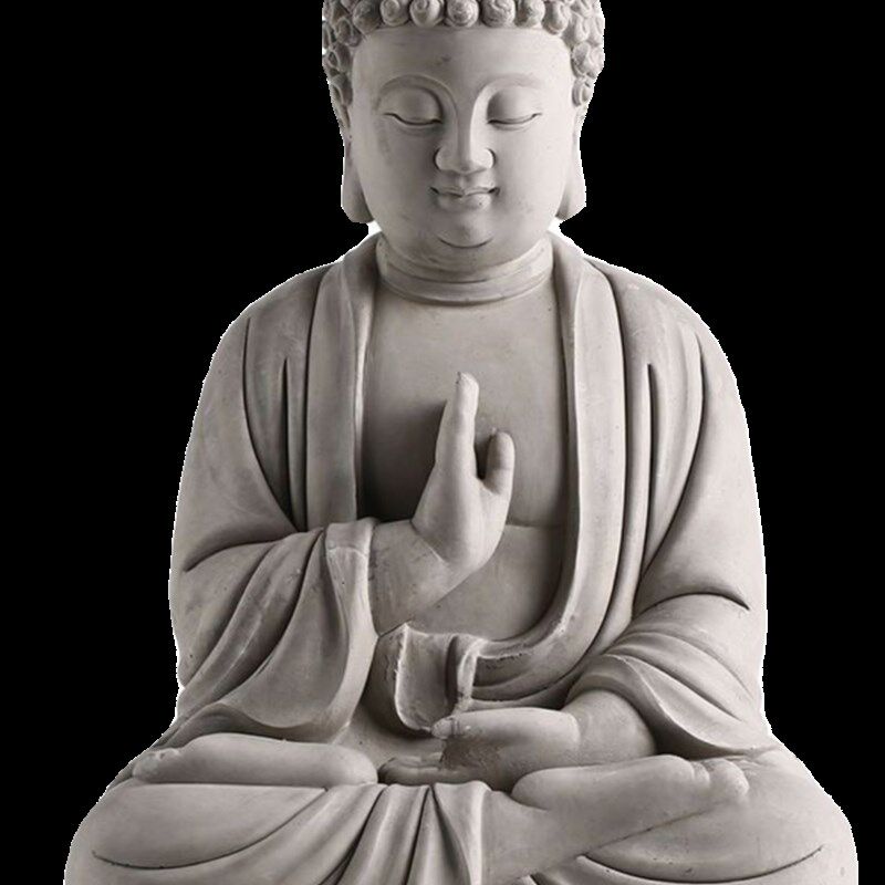 中式水泥释迦摩尼佛佛像半身佛头庭院鱼缸造景装饰品茶宠茶桌摆件