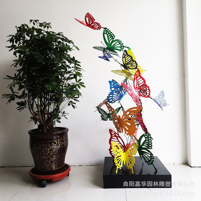 不锈钢蝴蝶群雕塑 广场商场公园路引