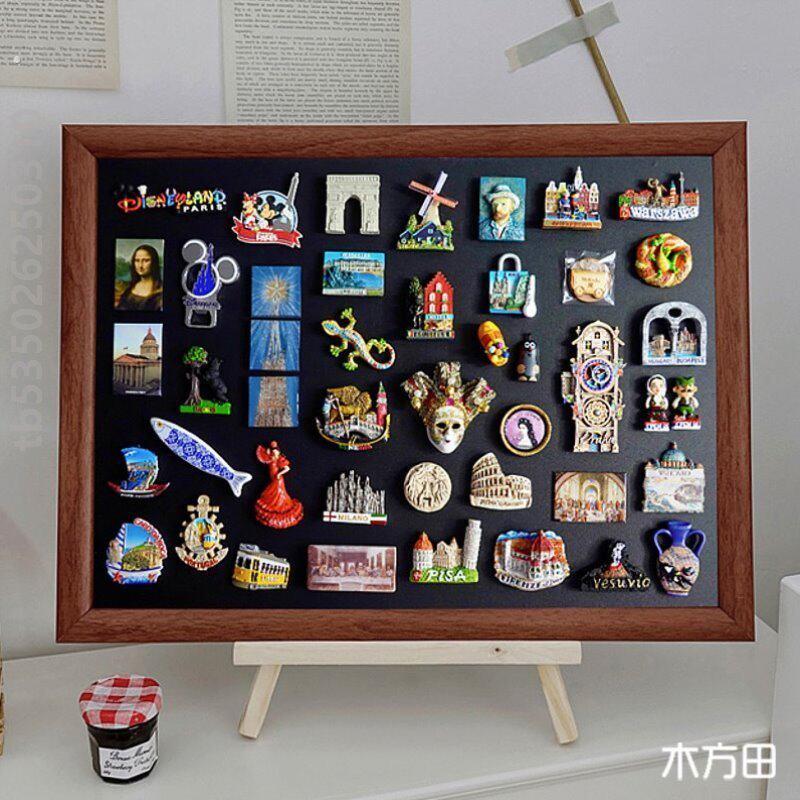 冰箱贴展示板磁吸力小黑板上墙收纳相框架收集挂墙背景板带支架