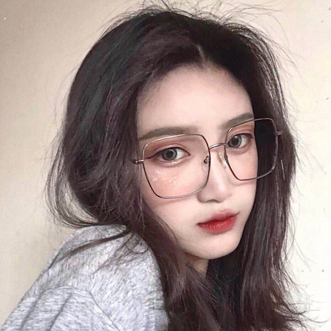韩国原宿风眼镜女无度数眼镜框网红款方形素颜方框平光镜大框圆脸