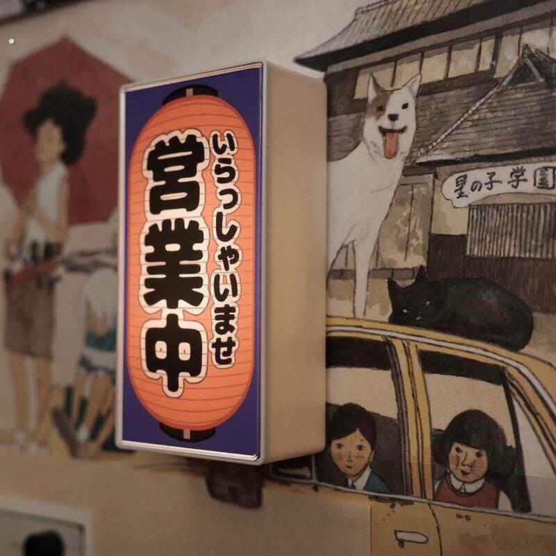 营业中灯牌摆件发光冰箱贴磁铁日式风微缩灯箱氛围感桌面摆件治愈