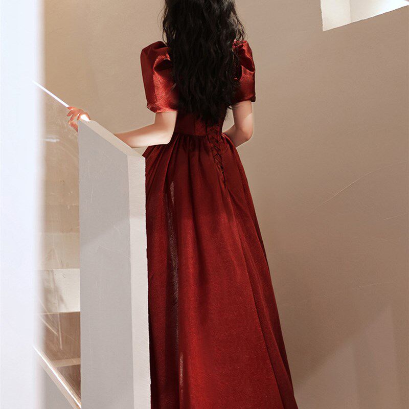 敬酒服新娘红色结婚礼服夏薄款在逃公主订婚裙小个子孕妇可穿遮肚