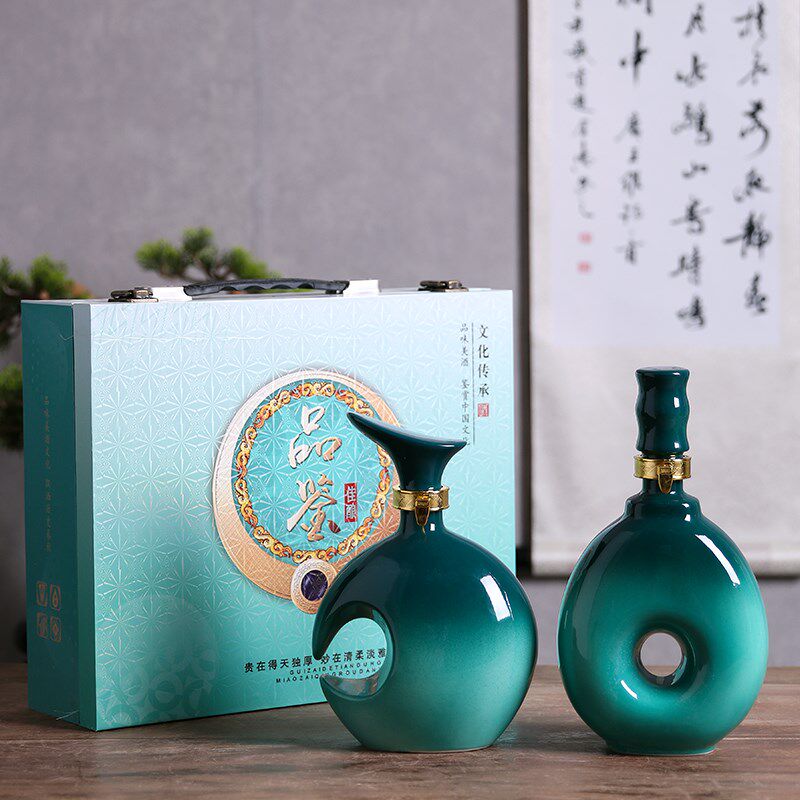 景德镇陶瓷酒瓶1斤装白酒瓶中式复古风小酒壶家用密封白酒空瓶子