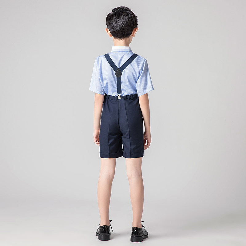 儿童礼服小花童主持人男童钢琴演出服装短袖背带裤合唱表演套装夏