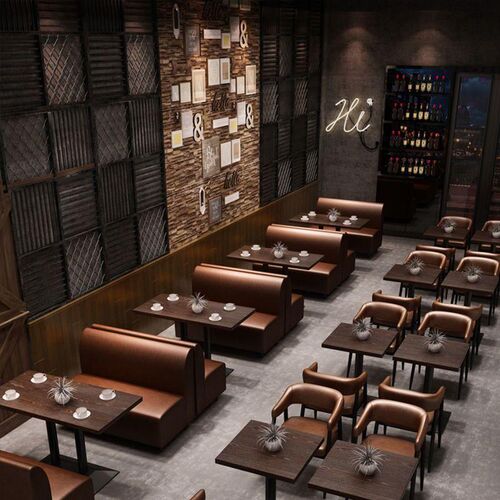 甜品奶茶店卡座桌椅组合清酒吧咖啡厅西餐厅火锅店靠墙沙发桌椅