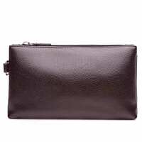 New long Japanese wallet, men's zipper clutch, handbag, business men's handbag, genuine leather, black with lychee grain thumbnail 2