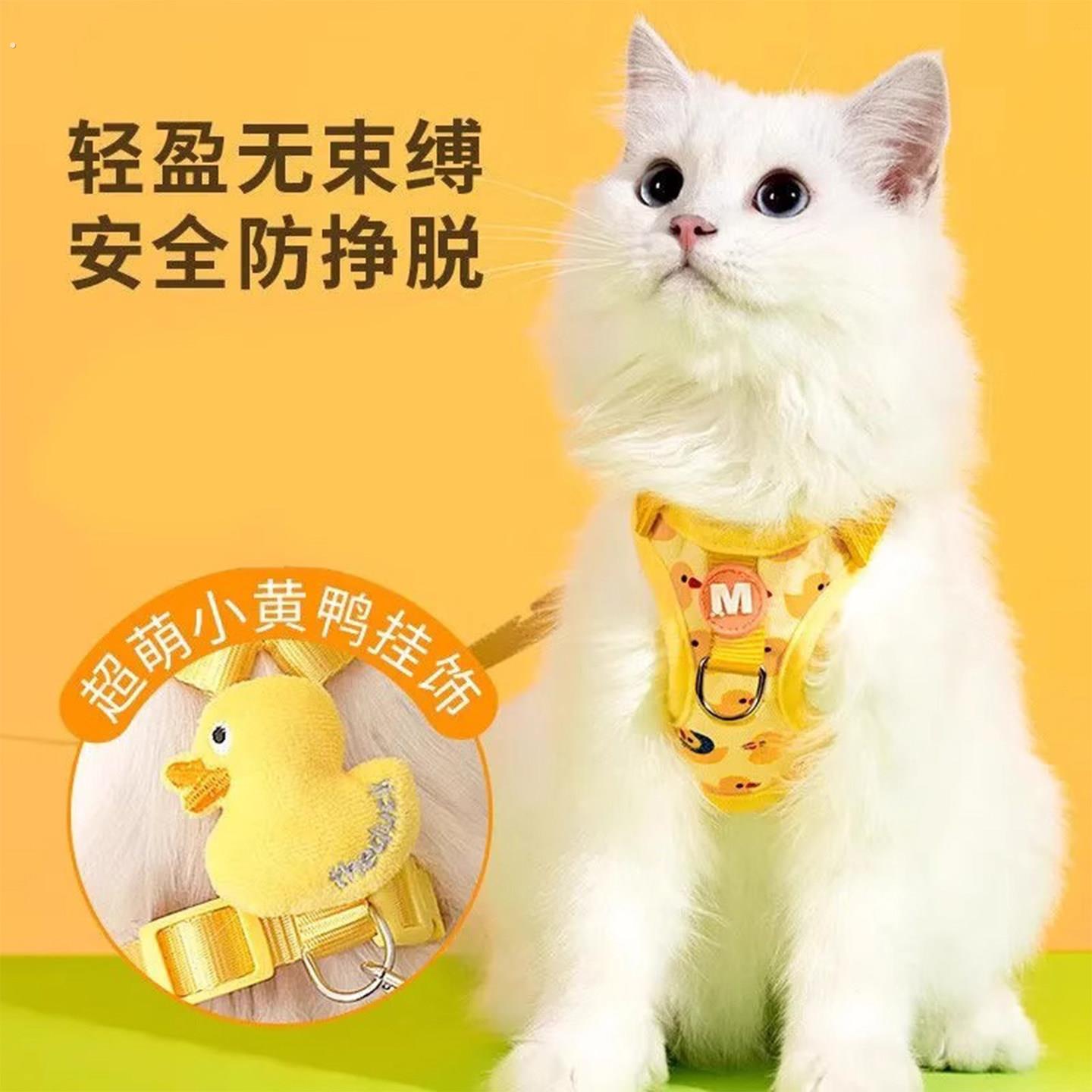 猫咪牵引绳防挣脱不勒脖遛猫绳子幼猫小猫外出专用胸背猫背带项圈