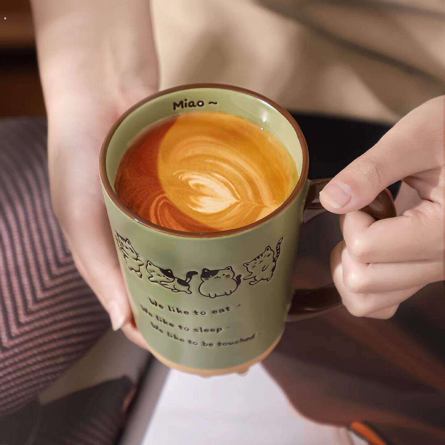 猫咪陶瓷生日礼物杯子咖啡杯马克杯高颜值质感情侣办公室咖啡水杯