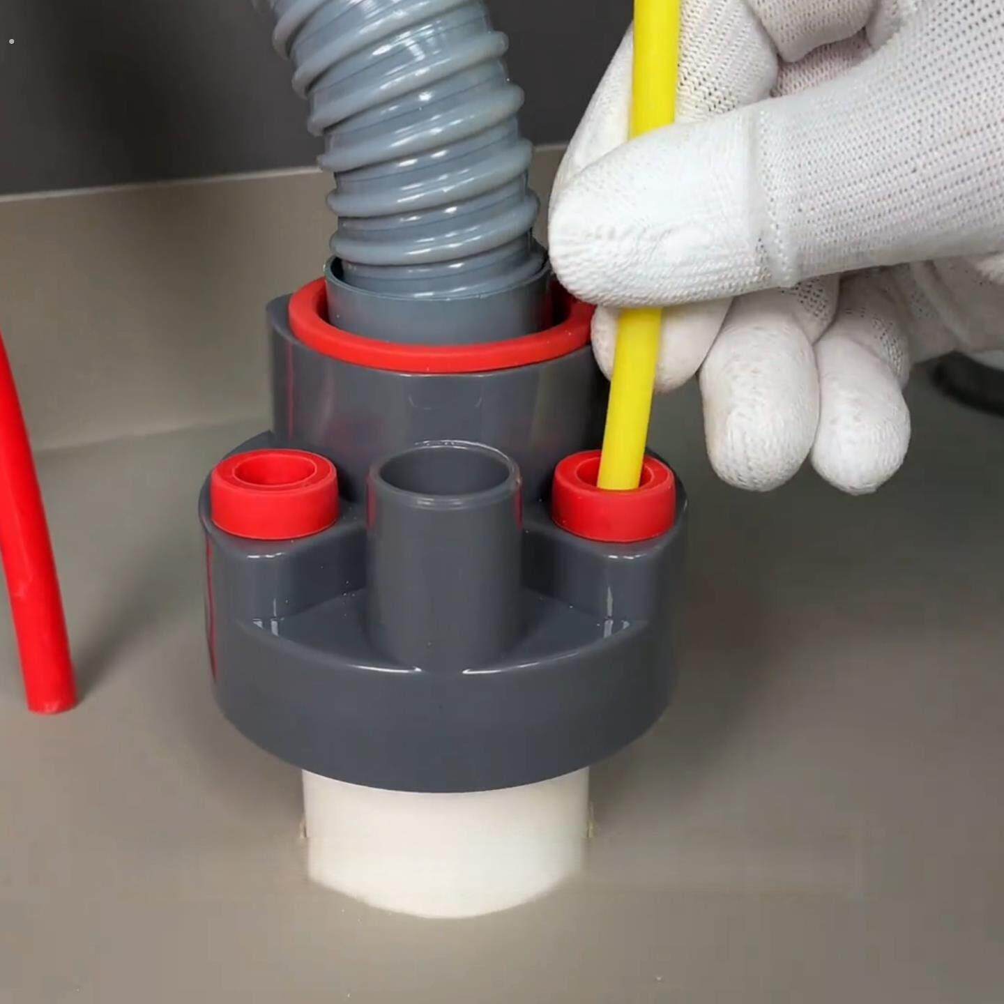 下水管口防臭密封塞洗手盆三头通下水器厨房水槽洗碗机分水器神器