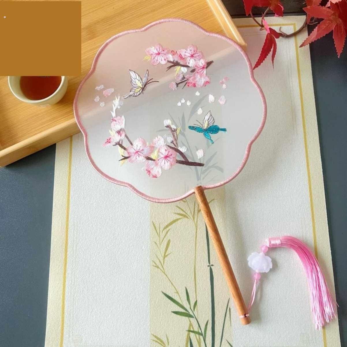 【粉色合集】古风扇子团扇舞蹈专用扇苏绣双面刺绣扇汉服旗袍走秀图片