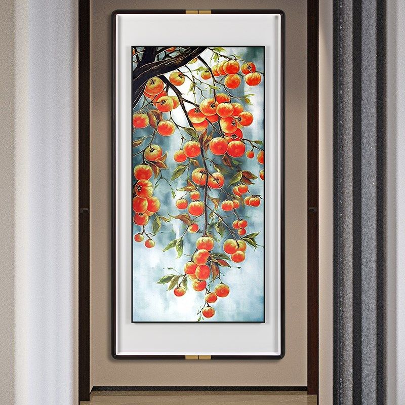 高档入户玄关正对门装饰画铜雕挂画走廊过道墙壁立体高级感灯光画