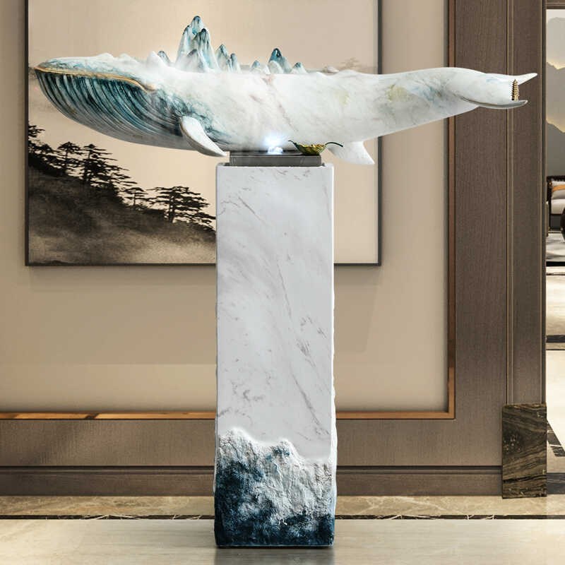 新中式客厅流水摆件喷泉循环生财落地办公室玄关大堂风车水轮景观