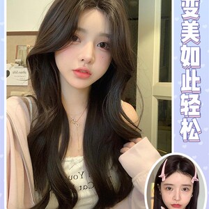 一口喵假发女网红日常中分一字前蕾丝长卷发自然全头套【奶油卷】