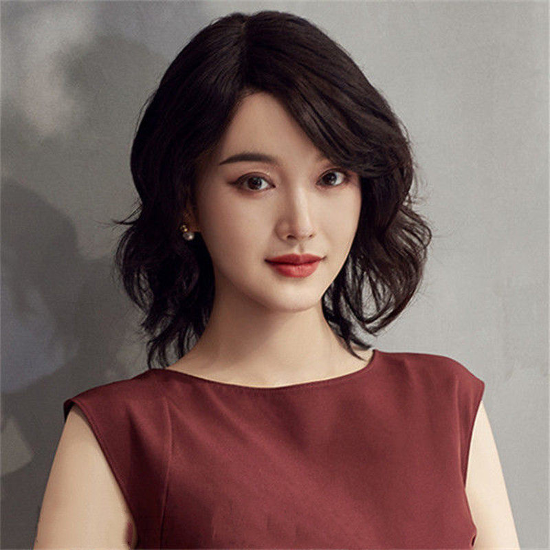 假发女中长发2023年时尚新款真发网红长卷发锁骨短发自然全头套式