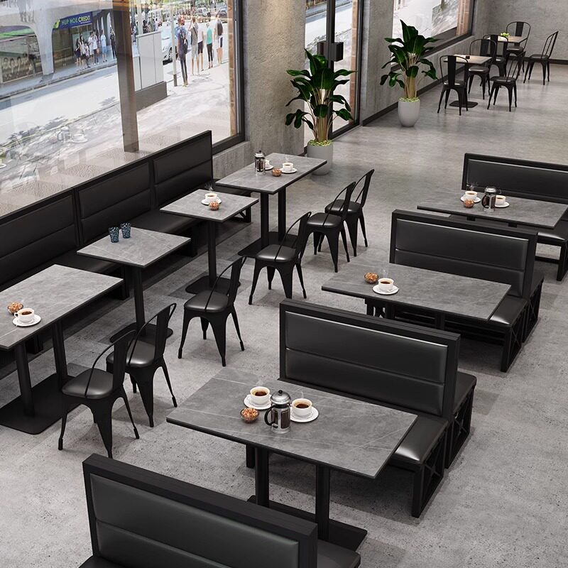 复古酒吧沙发卡座工业风音乐餐吧小酒馆烧烤店咖啡厅餐桌椅组合