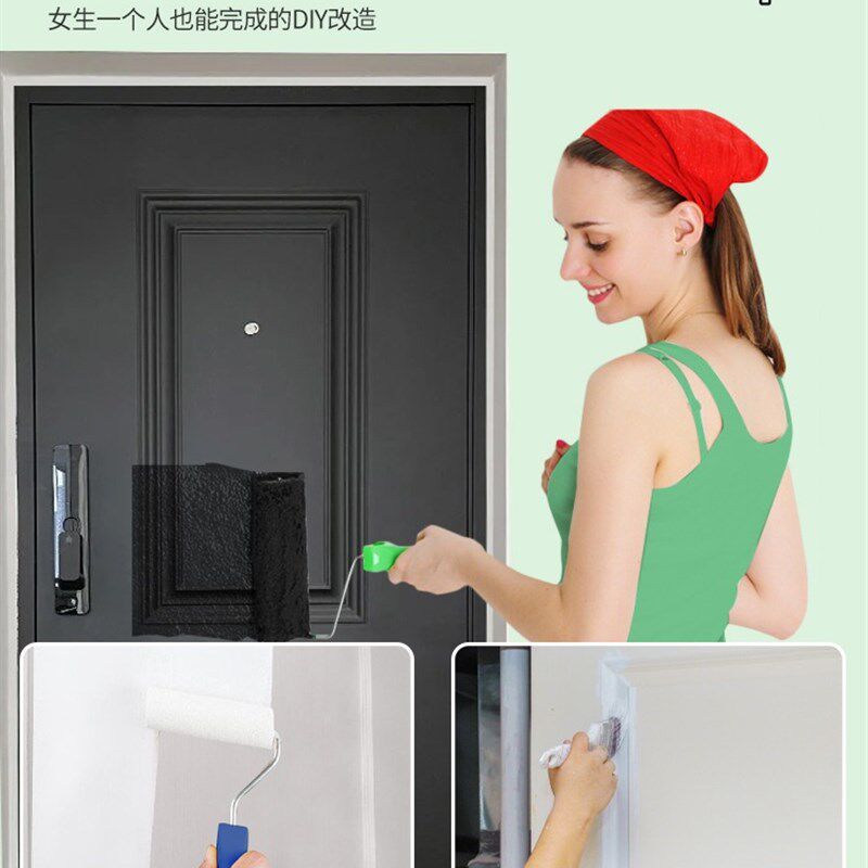 入户门改色防盗门翻新漆旧大门门漆换色铁门自刷水性金属自喷漆