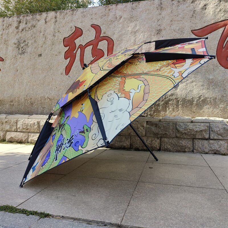 钓鱼伞防晒防雨加固通风黑胶万向遮阳伞2米2.2 2.4米钓箱钓椅专用