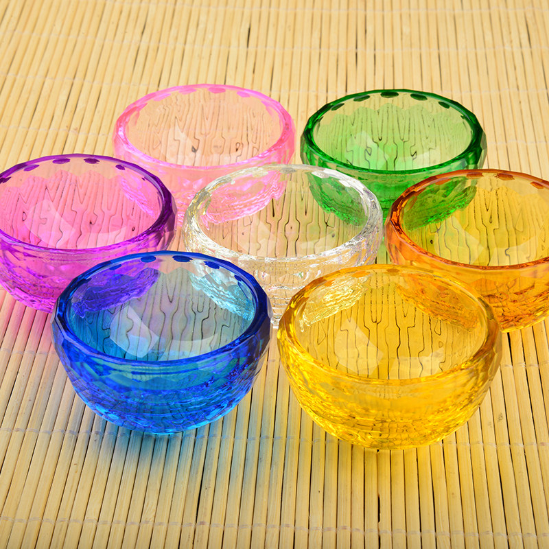 藏传用品供七彩水晶玻璃碗七供水碗八供圣水杯礼盒装6.8.10CM