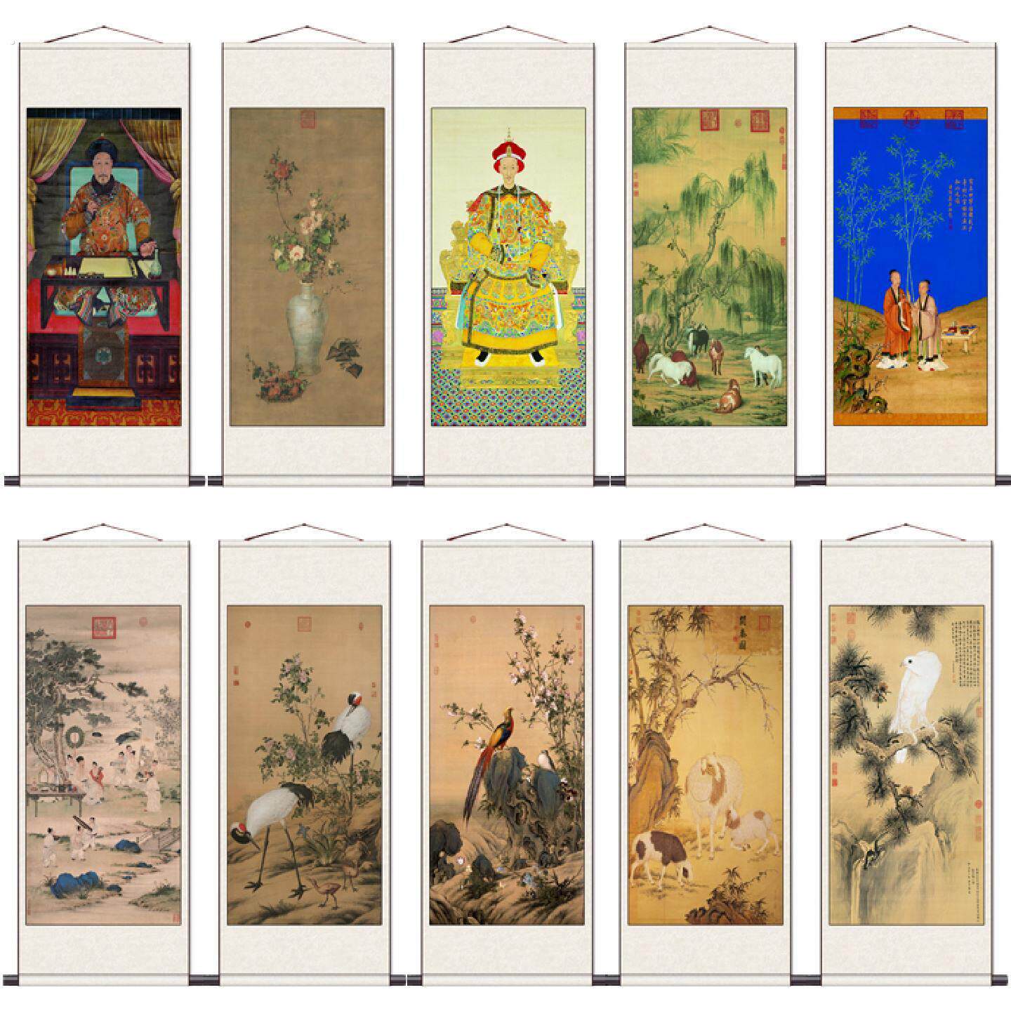 郎世宁名家字画卷轴挂画马到成功书房装饰办公室挂画卷轴壁画送礼