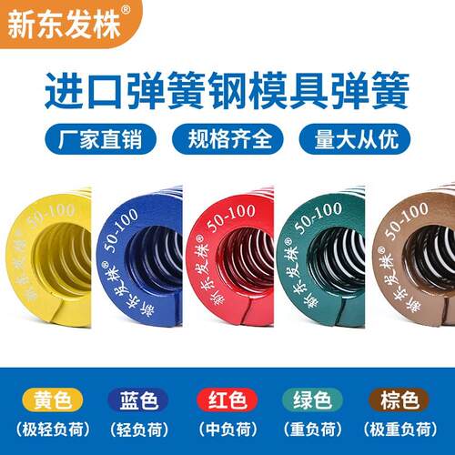 新东发株进口合金钢蓝色弹簧TL轻负荷螺旋日标压缩矩形耐高温模具