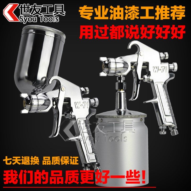 包邮 进口气动油漆家具喷枪高 雾化汽车面漆喷漆枪乳胶漆喷枪W-71