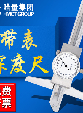 哈量 带表深度卡尺0-200-300mm指针深度游标卡尺测深尺0.02mm